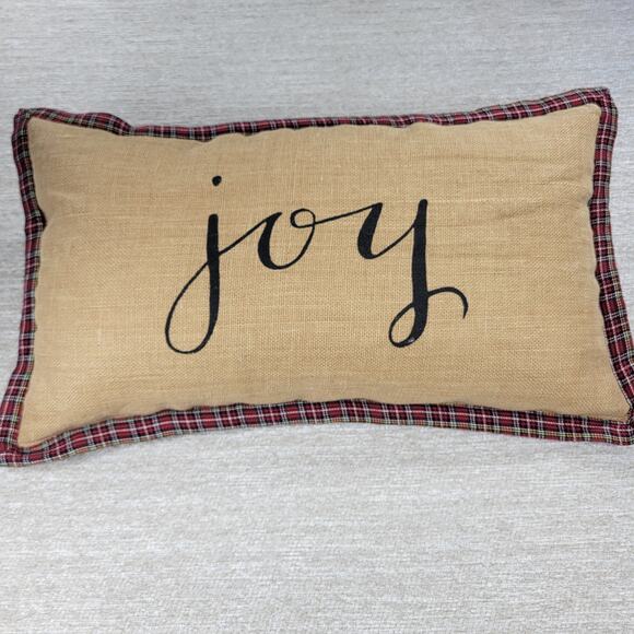 Vtg Newport Joy Lumbar Pillow 24” Plaid Trim Down Filled Holiday Christmas Decor - Picture 3 of 13